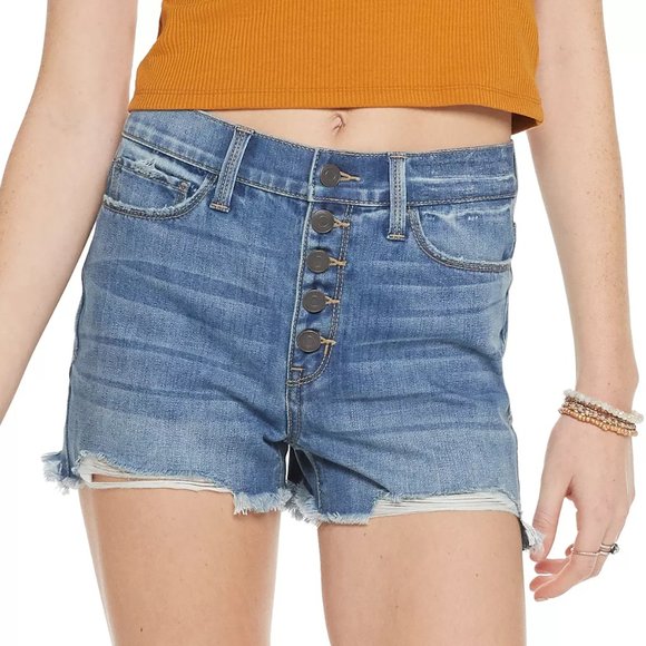 Juniors' Mudd High Rise Exposed Button Shorts - Picture 1 of 4